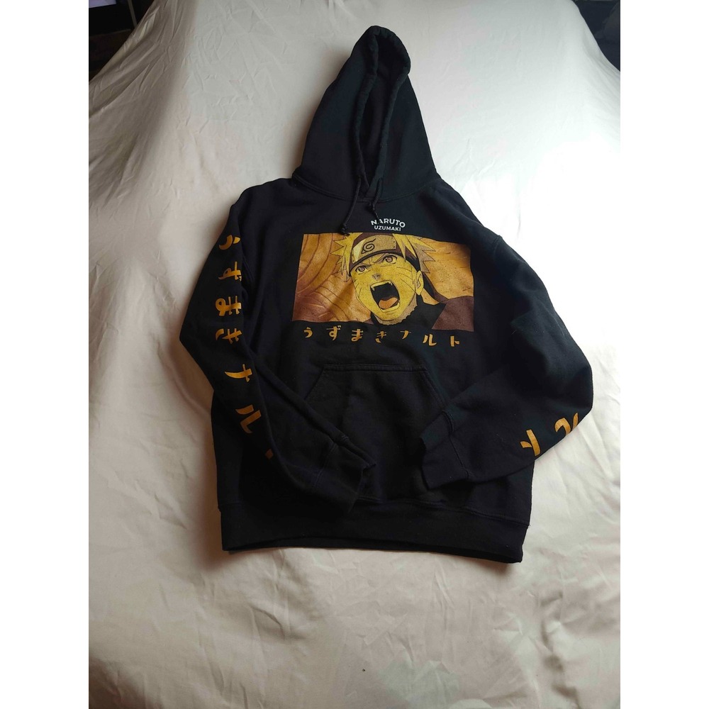 Viz Media Naruto Shippuden Hoodie Men Small Black Fleece Anime Graphic Pullover